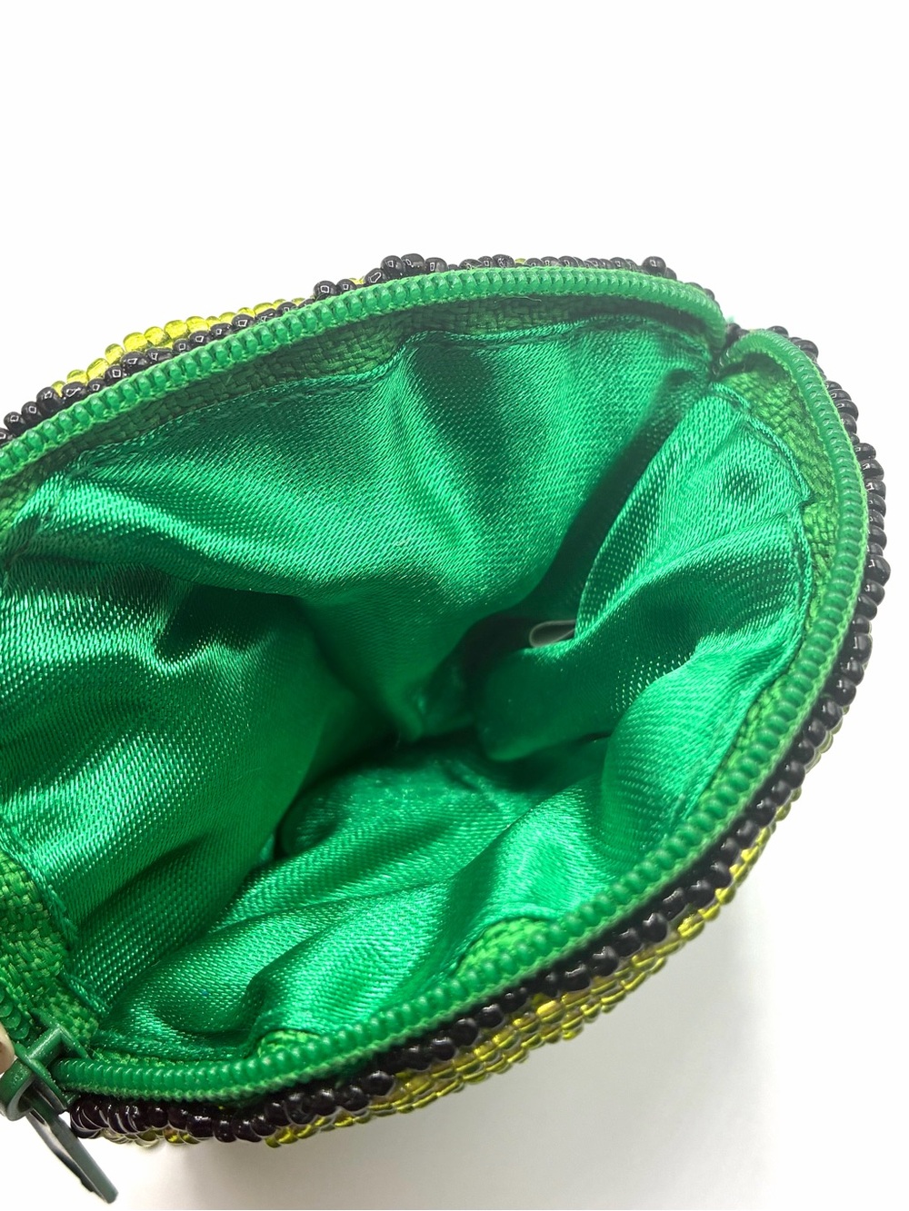 Beaded Frog Coin Purse Zipper Pouch Green Yellow Novelty - Picture 8 of 8